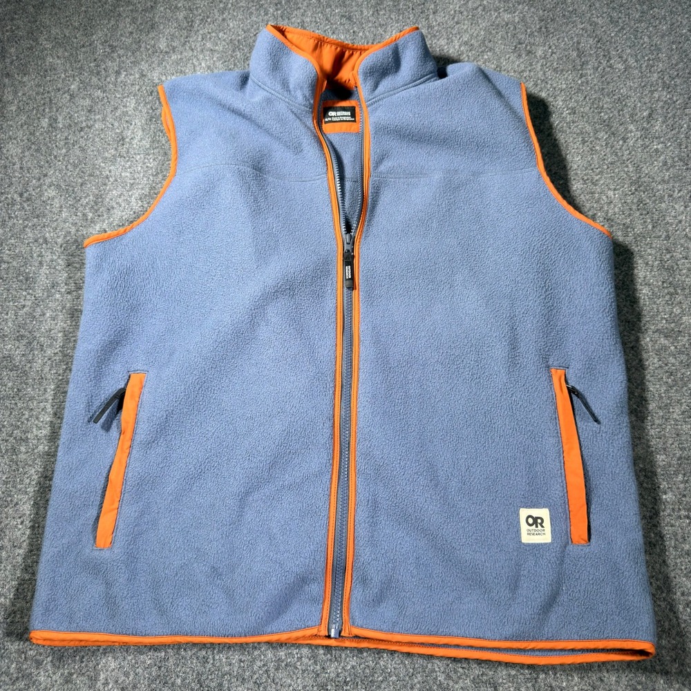 Outdoor Research Tokeland Fleece Vest Mens XL Blue Orange